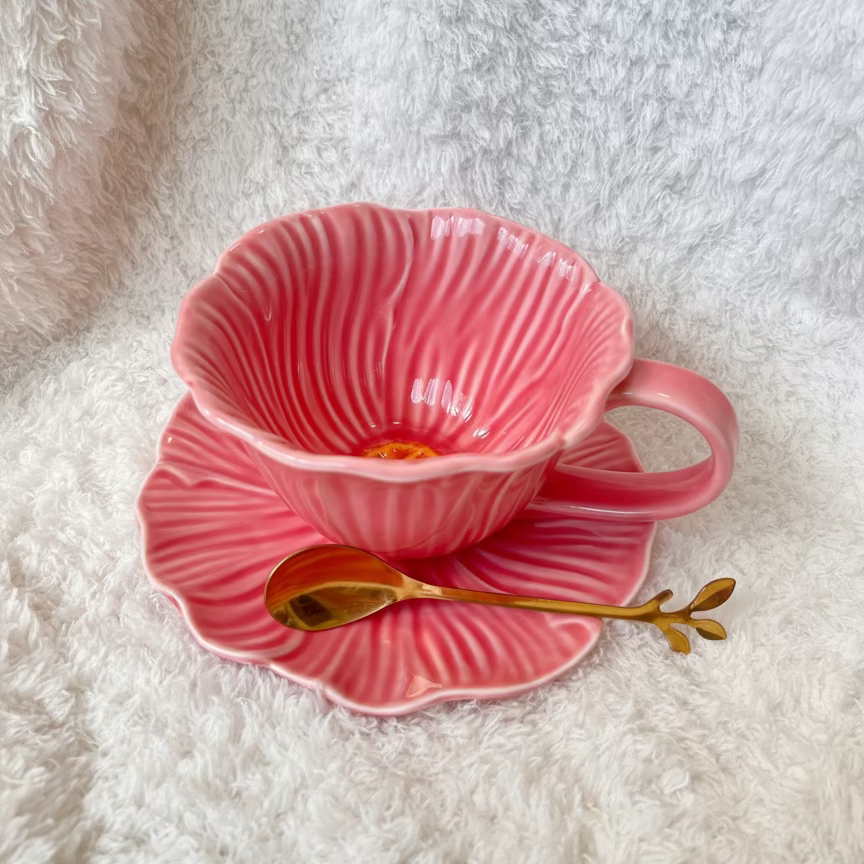 Pink Flower Cup Set