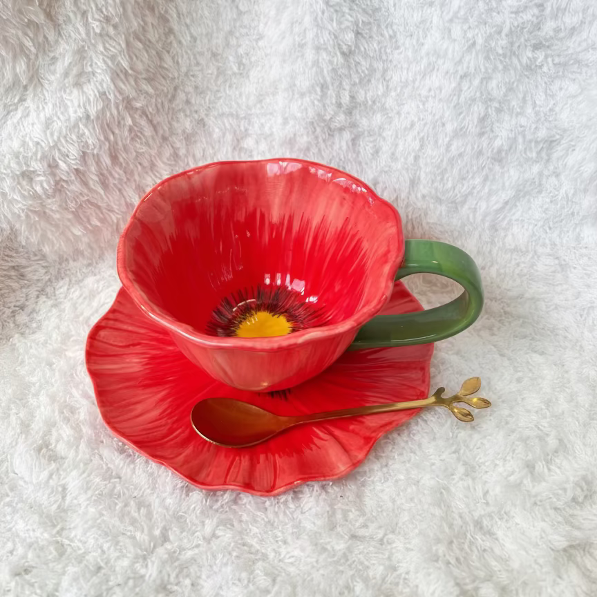 Poppy Flower Cup Set