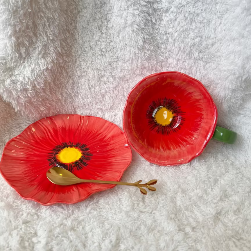 Poppy Flower Cup Set
